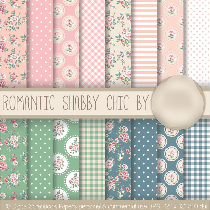 Kit Digital Papéis Romântico Chic  1