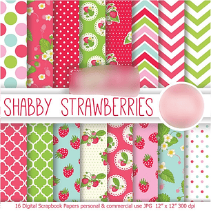 Kit Digital Papéis Morangos 