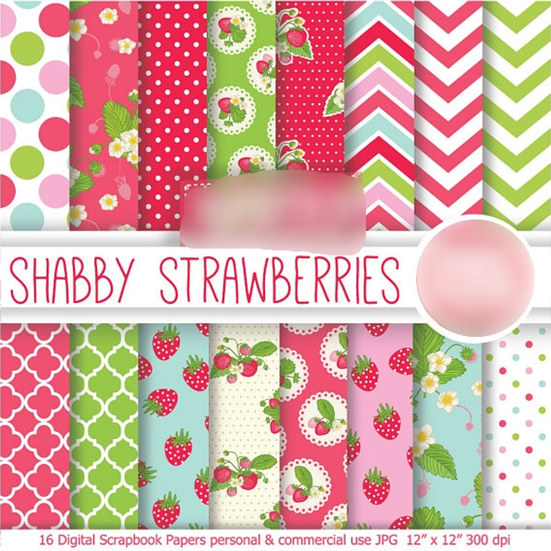 Kit Digital Papéis Morangos  1