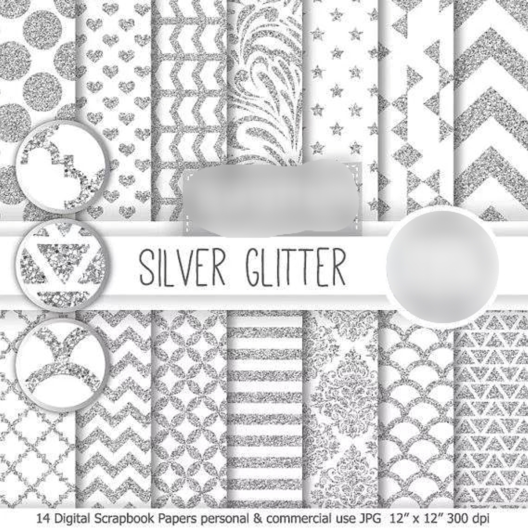Kit Digital Papéis Brilho Prateado 1