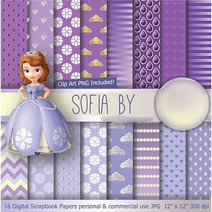Kit Digital Papéis Princesinha Sofia 