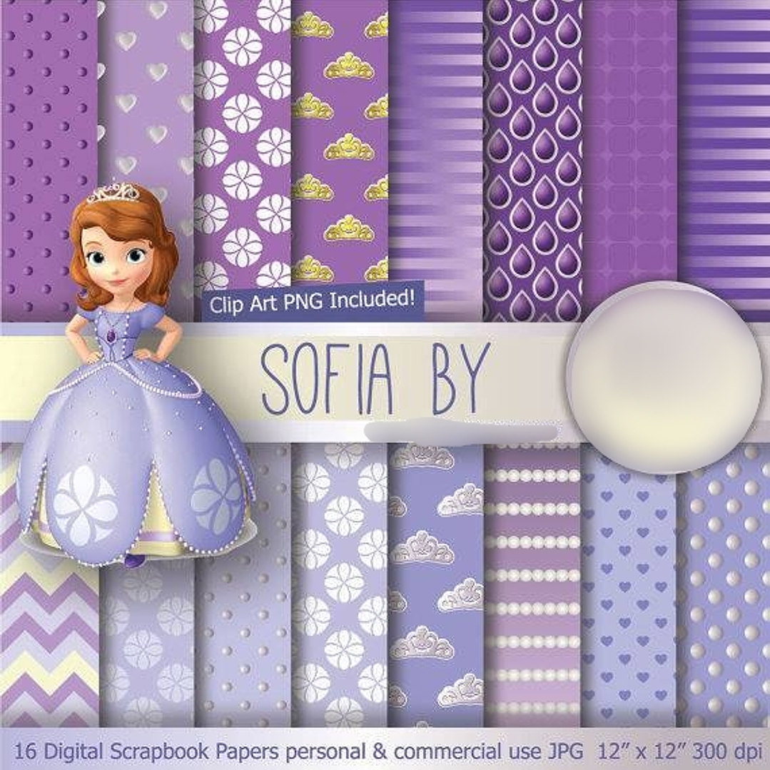 Kit Digital Papéis Princesinha Sofia  1