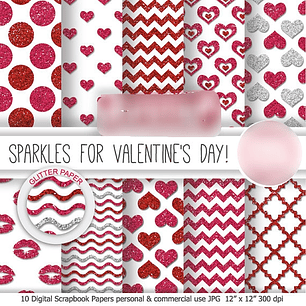Kit Digital Papéis Brilhosos Dia dos Namorados