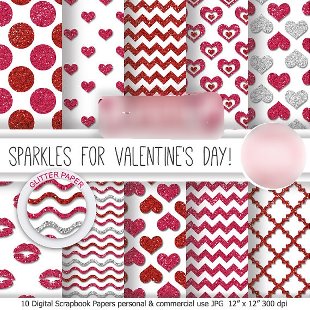 Kit Digital Papéis Brilhosos Dia dos Namorados 1