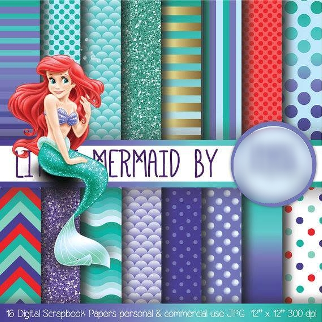 Kit Digitalk Papéis A Pequena Sereia  1
