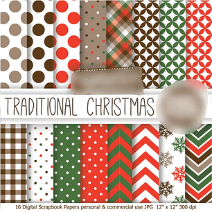 Kit Digital Papéis Natal Tradicional 