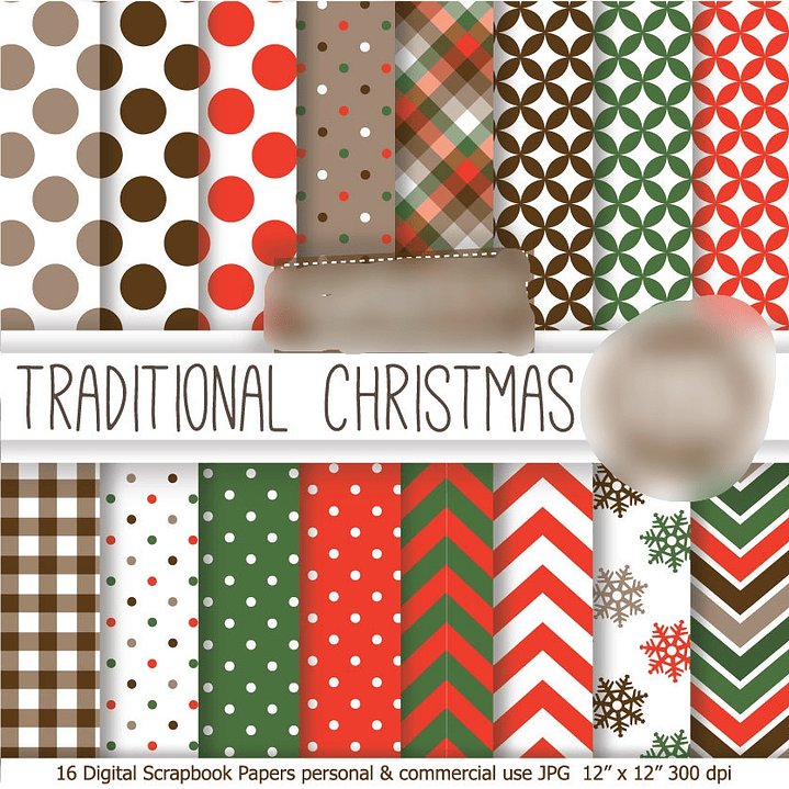 Kit Digital Papéis Natal Tradicional  1