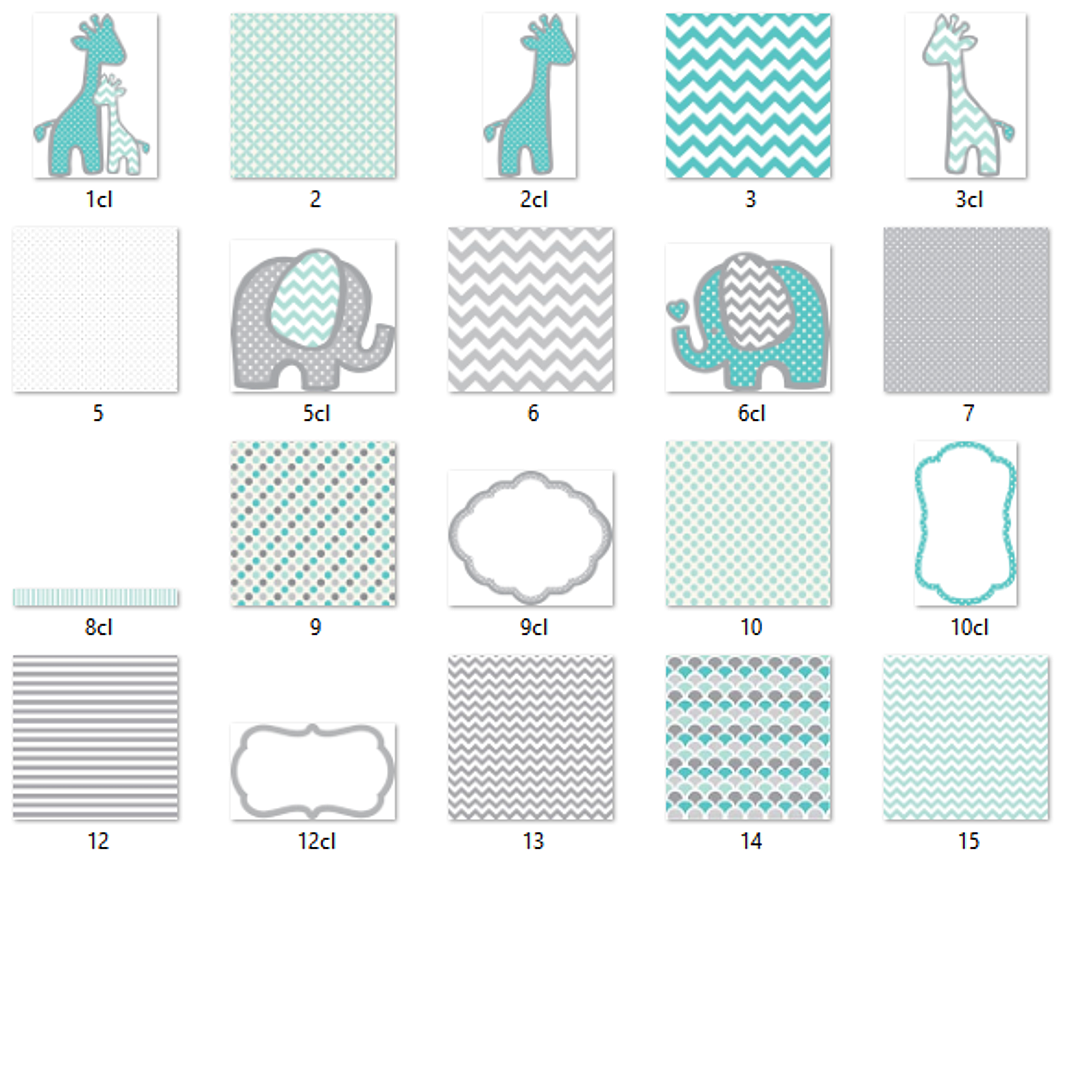 Kit Digital Animais Turquesa  2