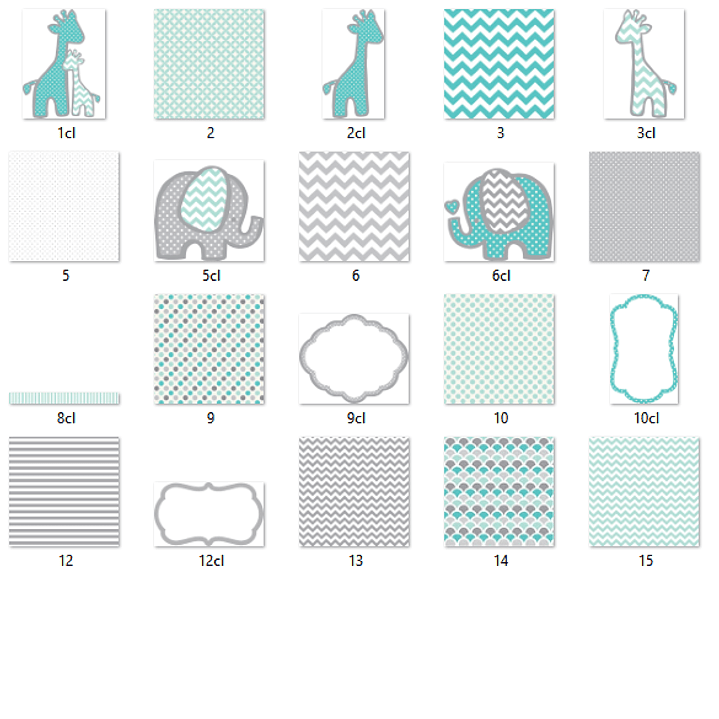 Kit Digital Animais Turquesa  2