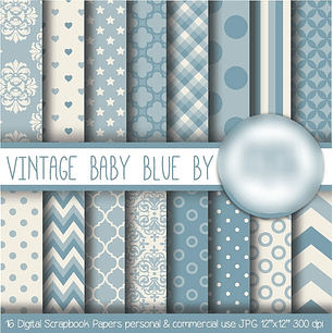 Kit Digital Papéis Vintage Azul Bebê