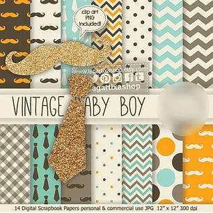 Kit Digital Papéis Menino Vintage 