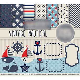 Kit Digital Vintage Náutico 