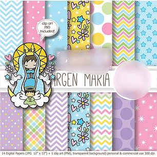 Kit Digital Papéis Virgem Maria 