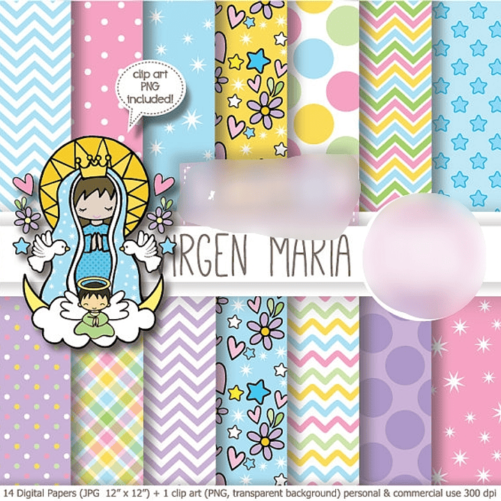 Kit Digital Papéis Virgem Maria  1