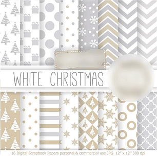 Kit Digital Papéis Natal Branco 