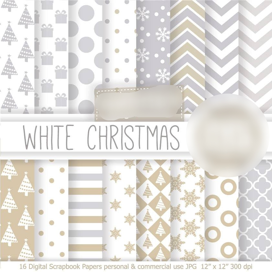 Kit Digital Papéis Natal Branco  1