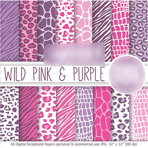 Kit Digital Papéis Rosa e Roxo Selvagem 