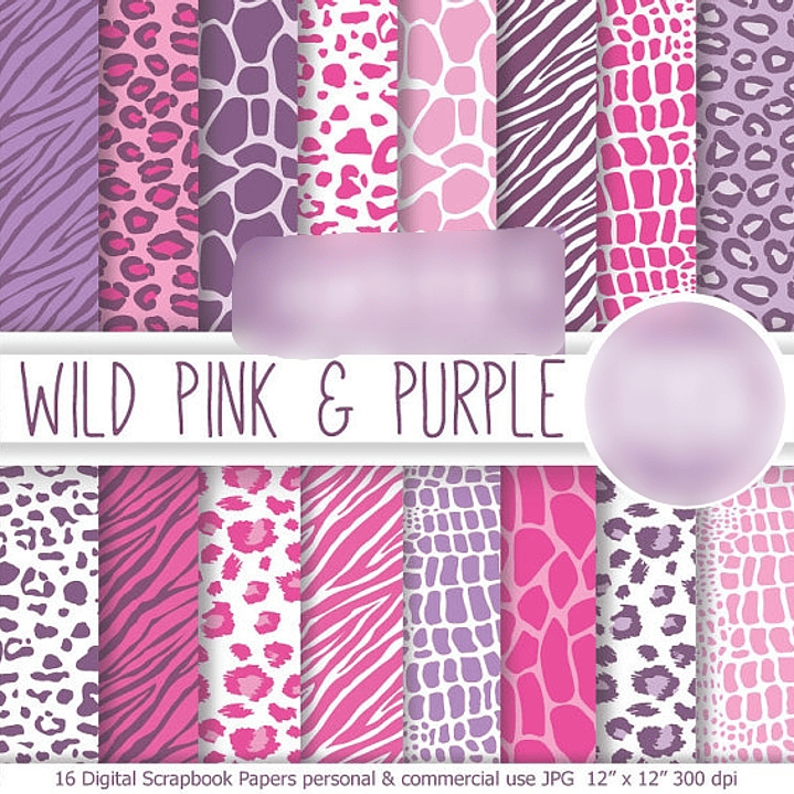 Kit Digital Papéis Rosa e Roxo Selvagem  1