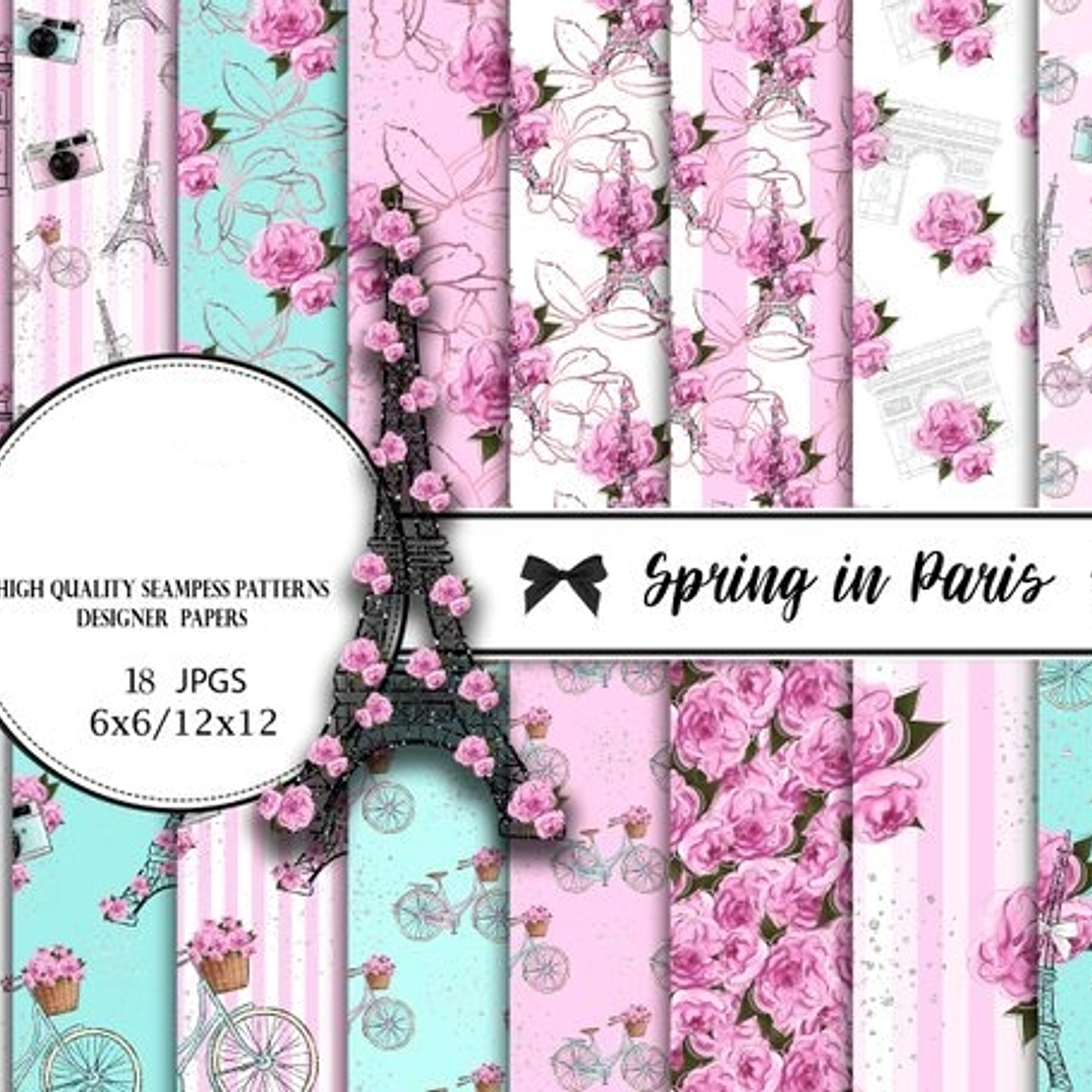 Kit Digital Papéis Primavera em Paris  1