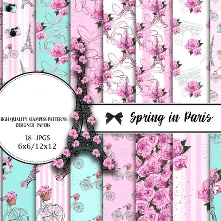 Kit Digital Papéis Primavera em Paris  1