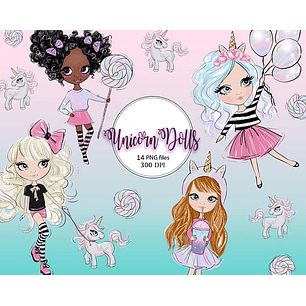 Kit Digital Bonecas Unicórnio 