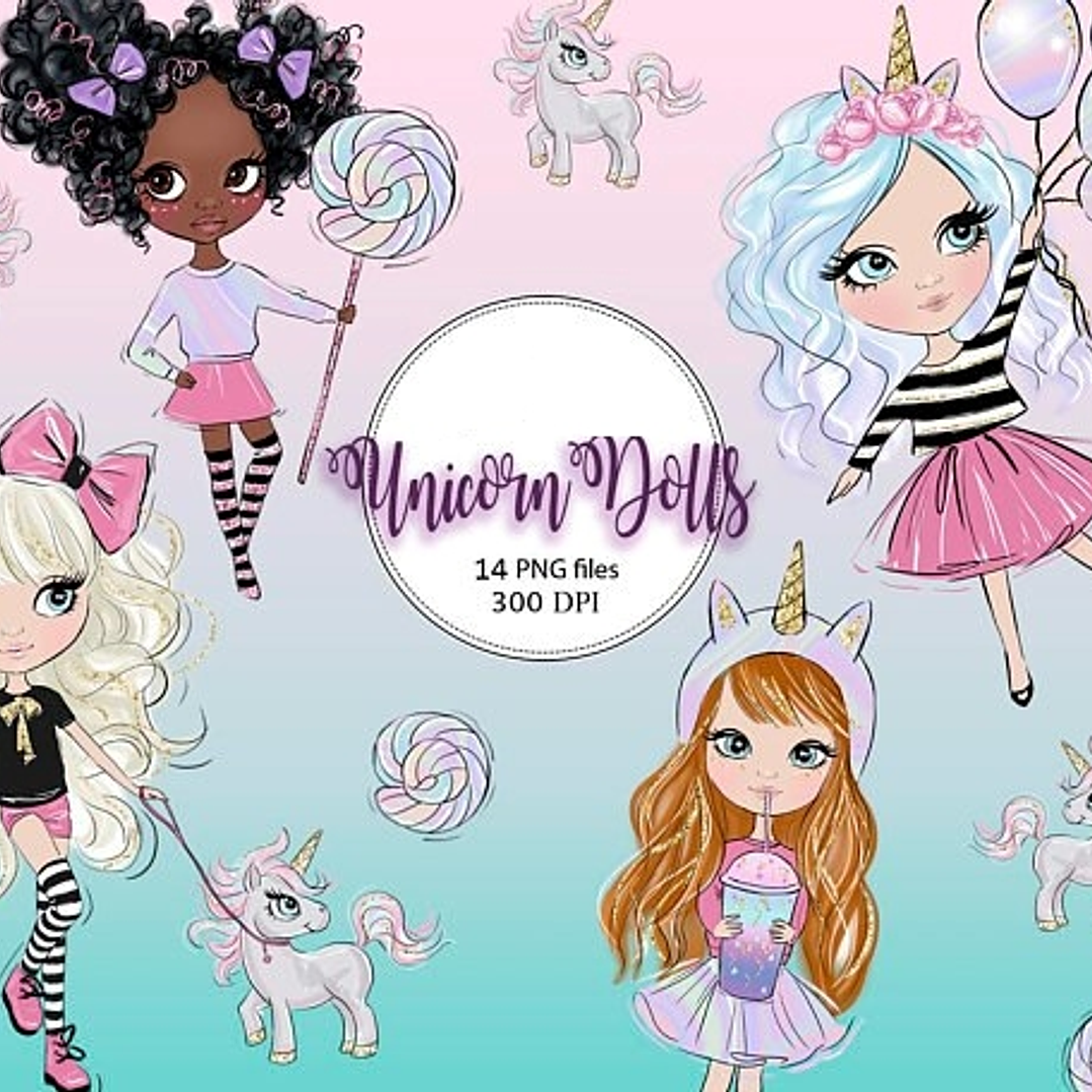Kit Digital Bonecas Unicórnio  1