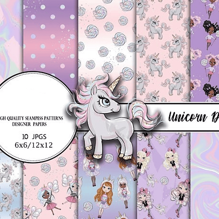 Kit Digital Papéis Unicórnio  1