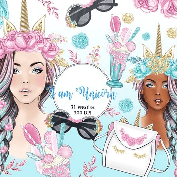 Kit Digital Unicórnio Menina  1