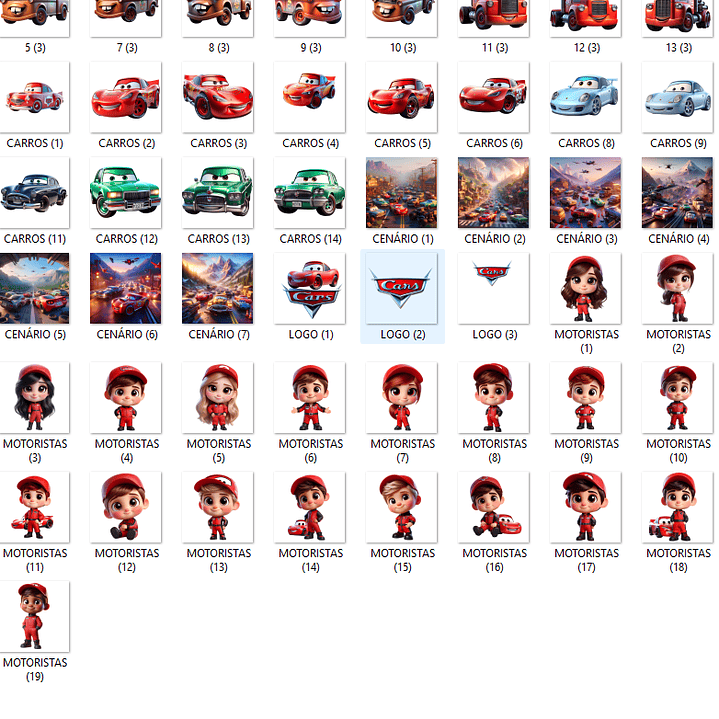 Kit Digital Carros Disney Cute 3D 2