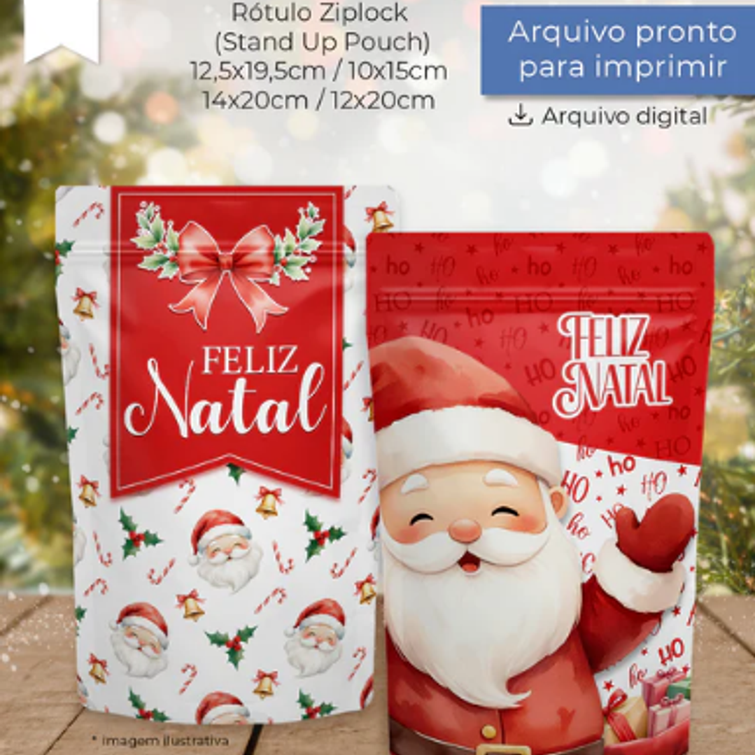 Arquivo Natal Rótulo Ziplock Papai Noel  2