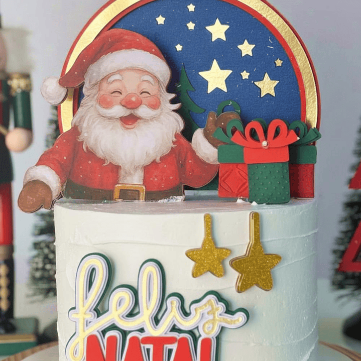 Arquivo Natal Topo de Bolo Papai Noel Aquarela  1