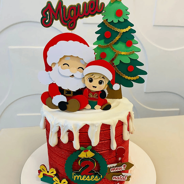 Arquivo Natal Topo de Bolo Papai Noel e Menino 1