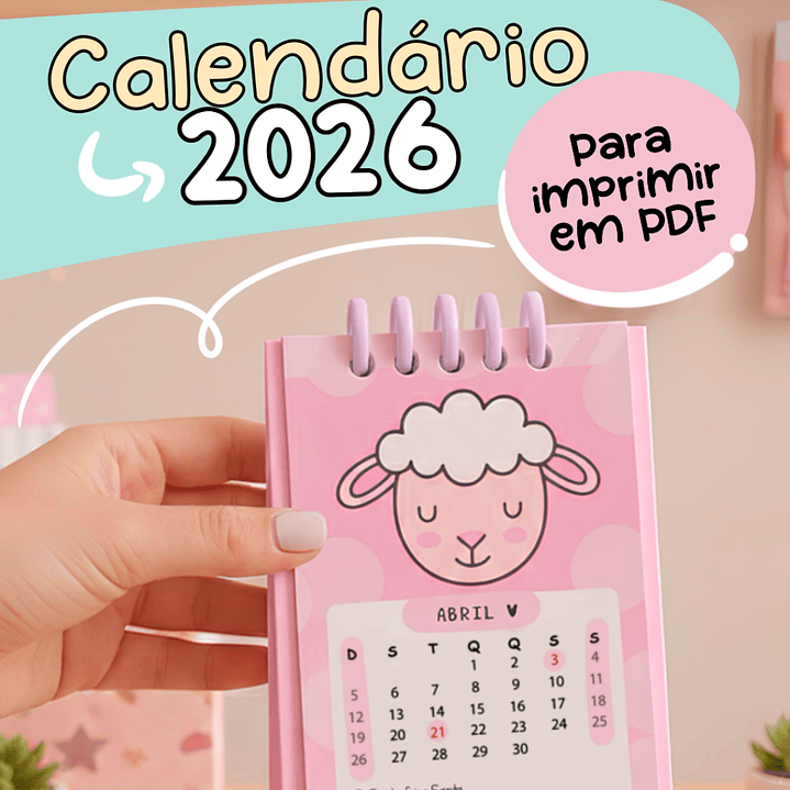 Arquivo Calendário 2026 Bichinhos Estilosos Kawaii 1
