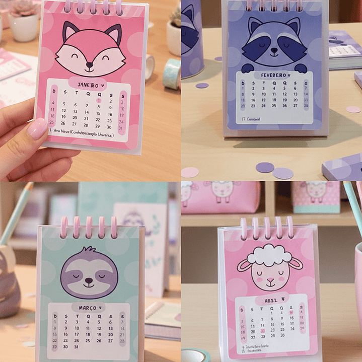 Arquivo Calendário 2026 Bichinhos Estilosos Kawaii 2