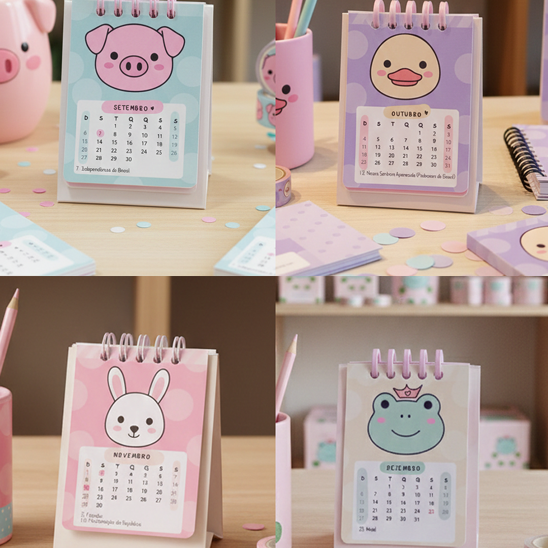 Arquivo Calendário 2026 Bichinhos Estilosos Kawaii 3