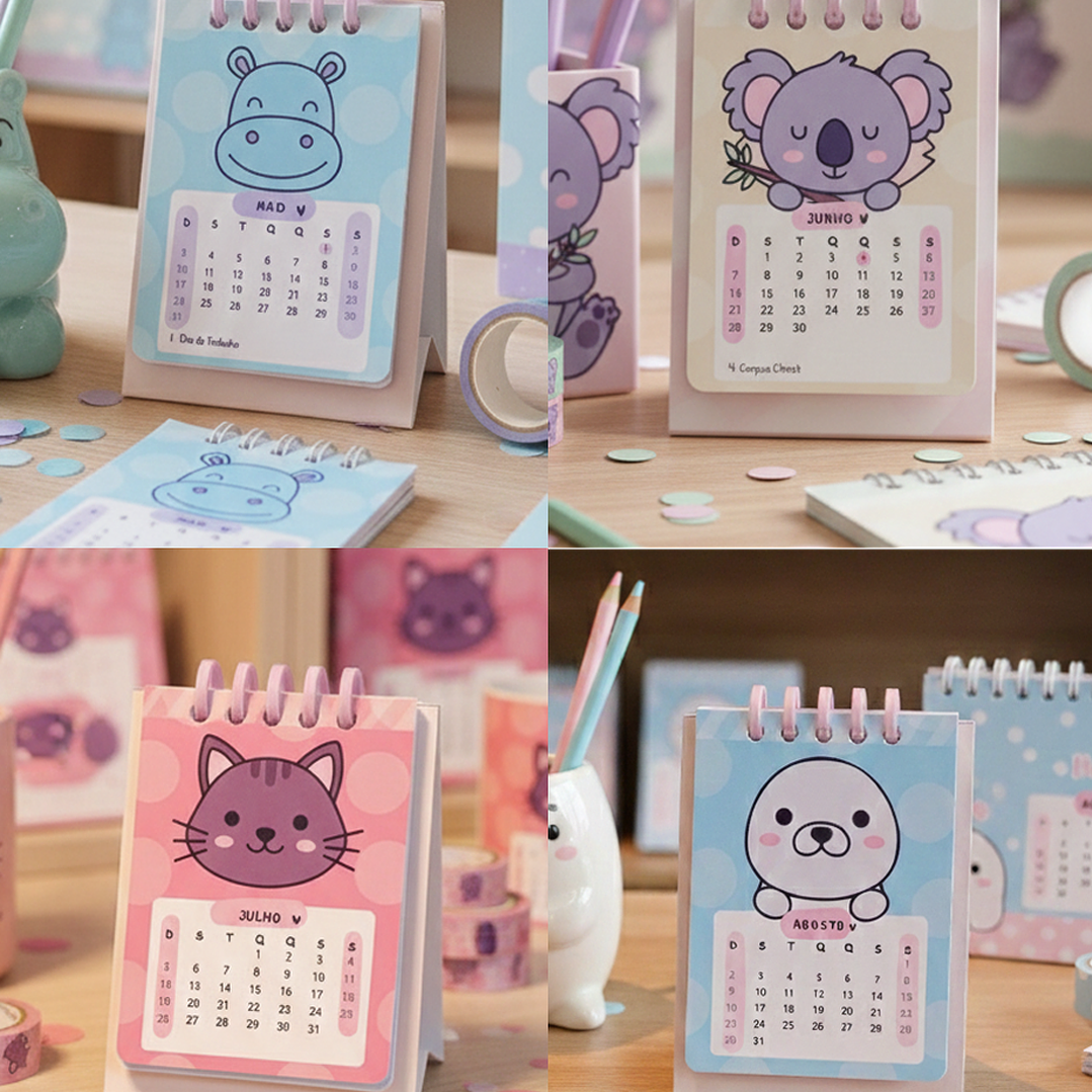 Arquivo Calendário 2026 Bichinhos Estilosos Kawaii 4