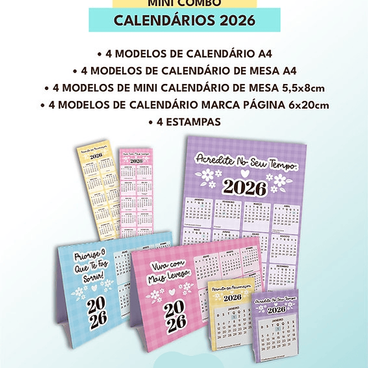 Arquivo Mini Combo Calendários Fofos 2026  1