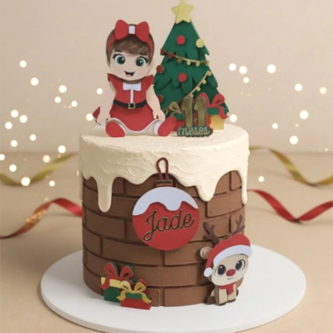 Arquivo Natal Topo de Bolo Menina Rena Baby 1