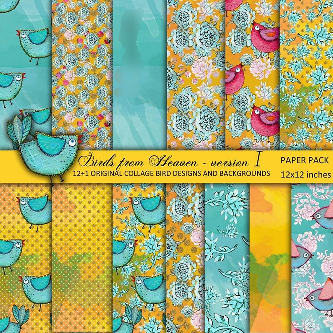 Kit Digital Papéis Pássaros do Céu  1