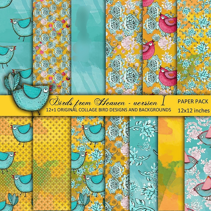 Kit Digital Papéis Pássaros do Céu  1