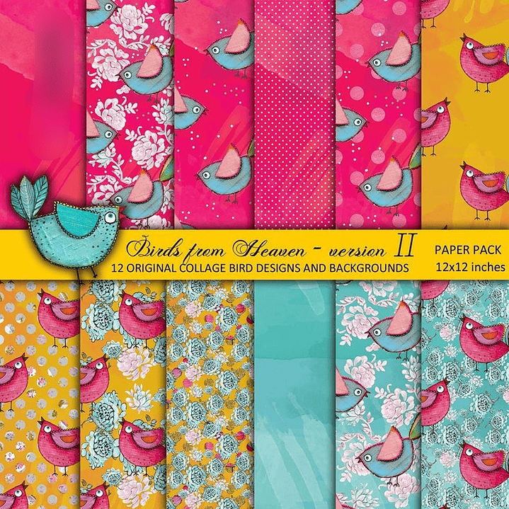 Kit Digital Papéis Pássaros do Céu 02  1