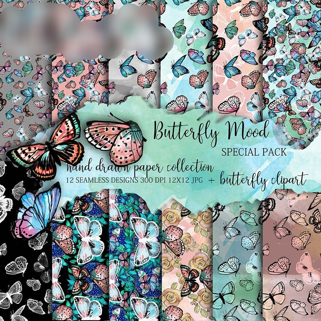 Kit Digital Papéis Humor Borboleta  1