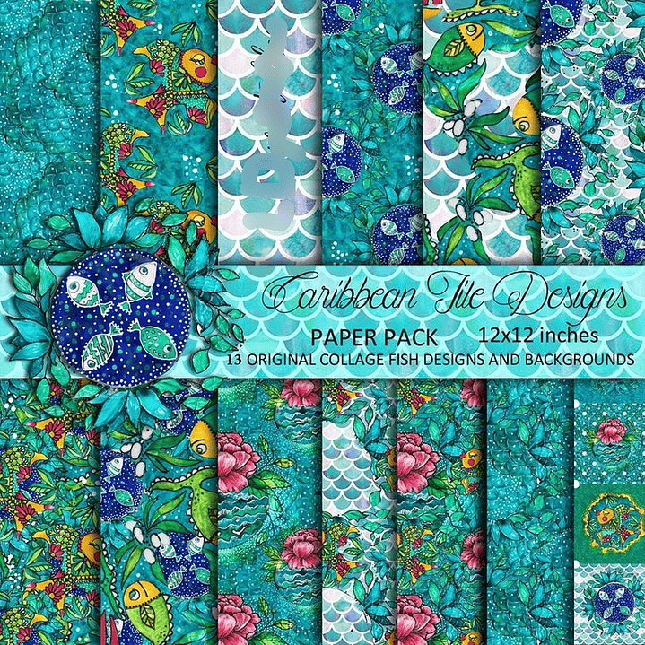 Kit Digital Papéis Azulejo Caribenho 1