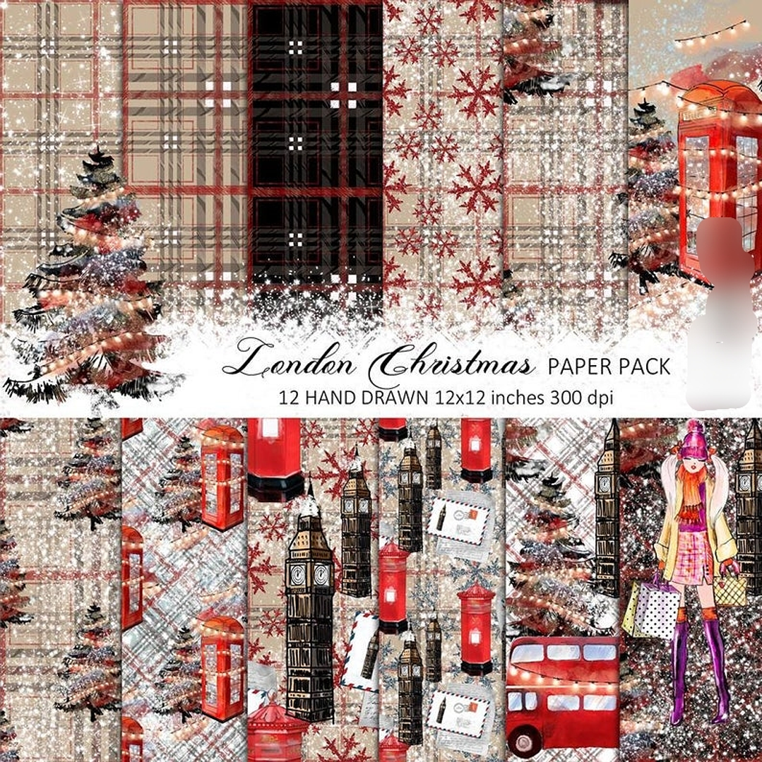 Kit Digital Papéis Natal em Londres 1