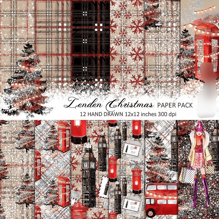 Kit Digital Papéis Natal em Londres 1