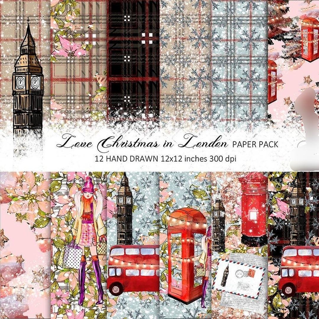 Kit Digital Papéis Natal em Londres 1