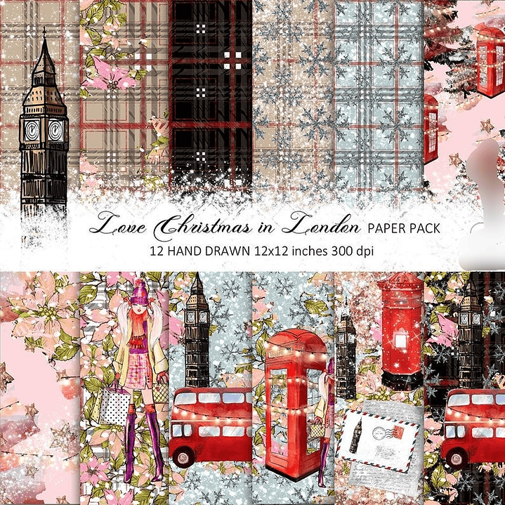 Kit Digital Papéis Natal em Londres 1