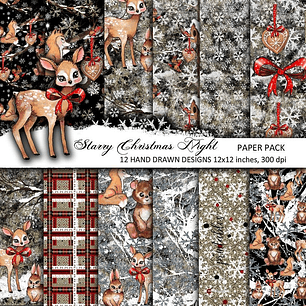 Kit Digital Papéis Noite Estrelada de Natal