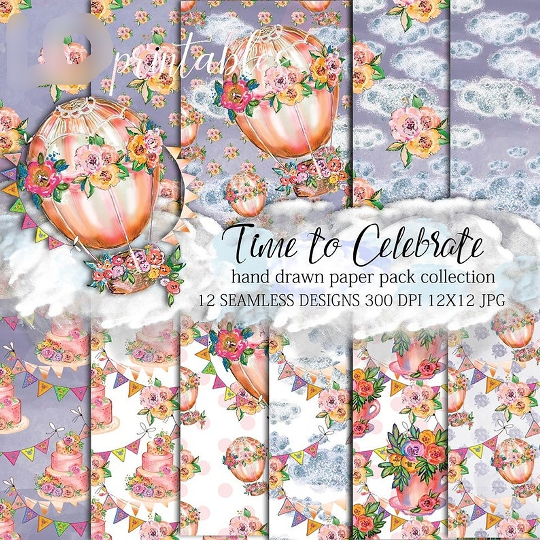 Kit Digital Papéis Hora de Comemorar 1