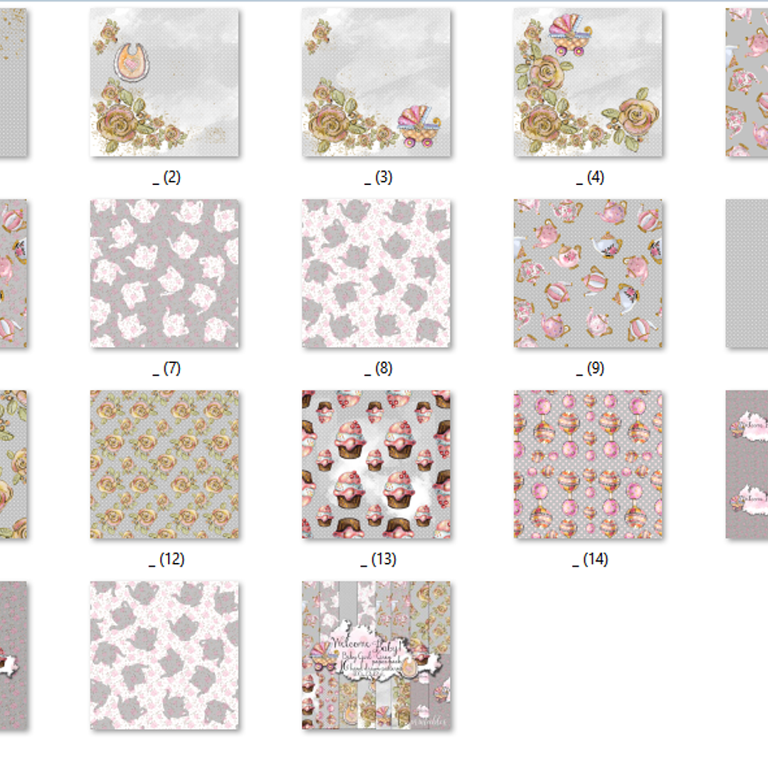 Kit Digital Papéis Bem-Vinda Bebê Menina  2